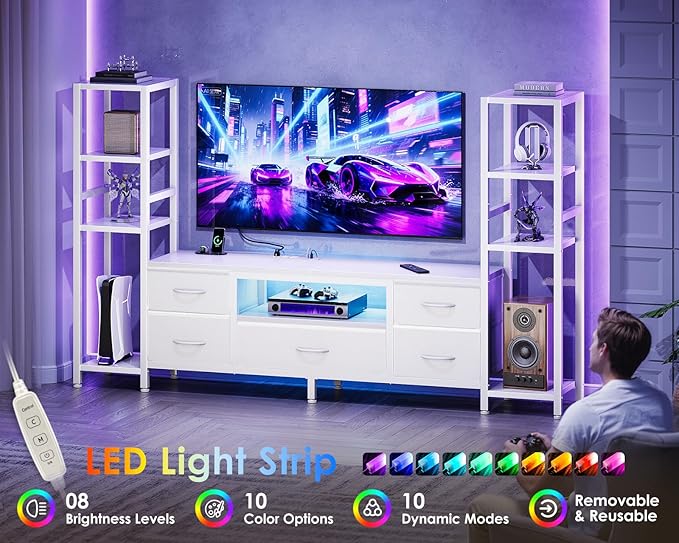Casaottima 71" TV Stands for 43, 55 Inch TV Entertainment Center - Image 4