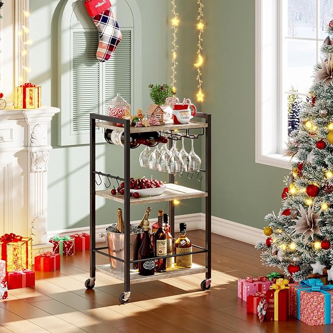 TUTOTAK Bar Cart, Home Bar Serving Cart, Small Wine Cart - Image 8
