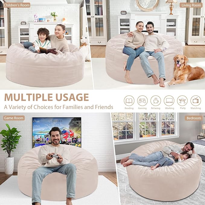 4FT Bean Bag Chair, Large Bean Bag Chairs - Image 5