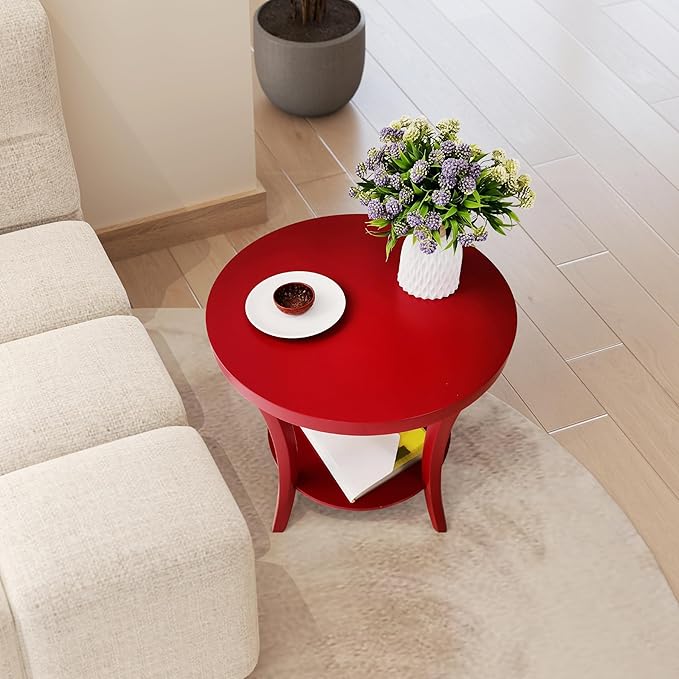 Roundhill Furniture Perth Contemporary Round End Table - Image 3
