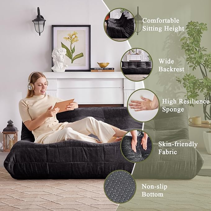 Bean Bag Chair, 3 Seater Fireside Chair Large Bean Bag Sofa - Image 3