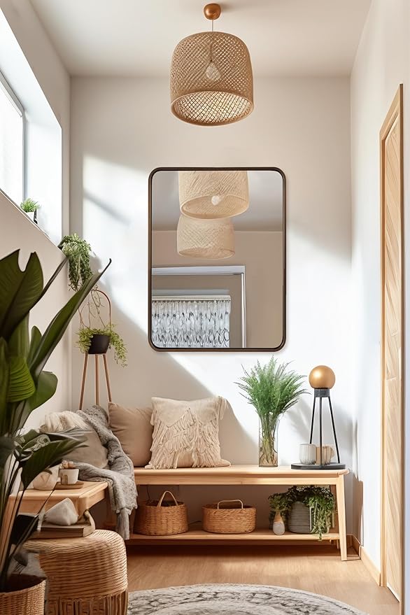 ANDY STAR 28x36 INCH Bronze Bathroom Mirror, Rounded Rectangle Oil Rubbed - Image 8