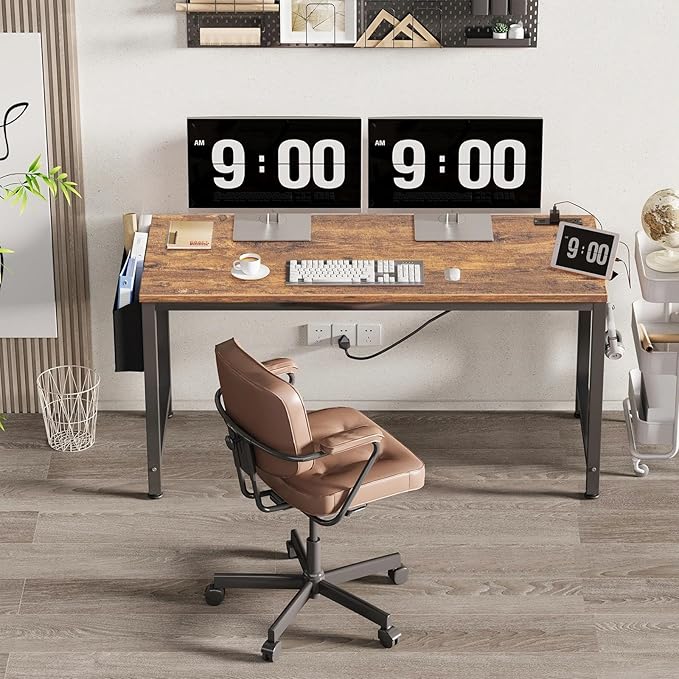 Lufeiya Gaming Desk with Power Outlet, 55 inch Teen Study Table Home Office - Image 2