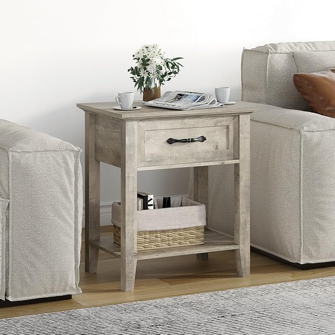 IDEALHOUSE Grey Nightstand, End Table - Image 6