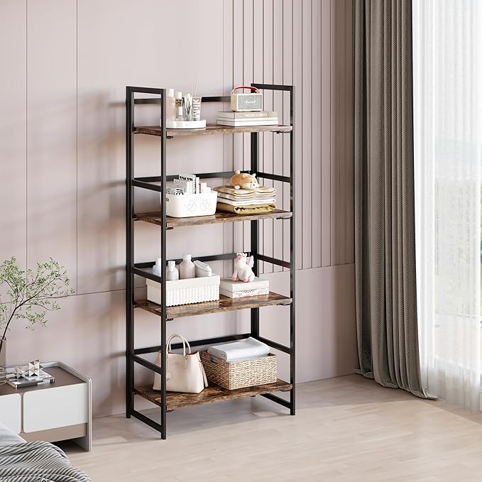 BHG Vintage Multifunctional Folding Bookshelf, No-Assembly Plant Stand Storage - Image 4
