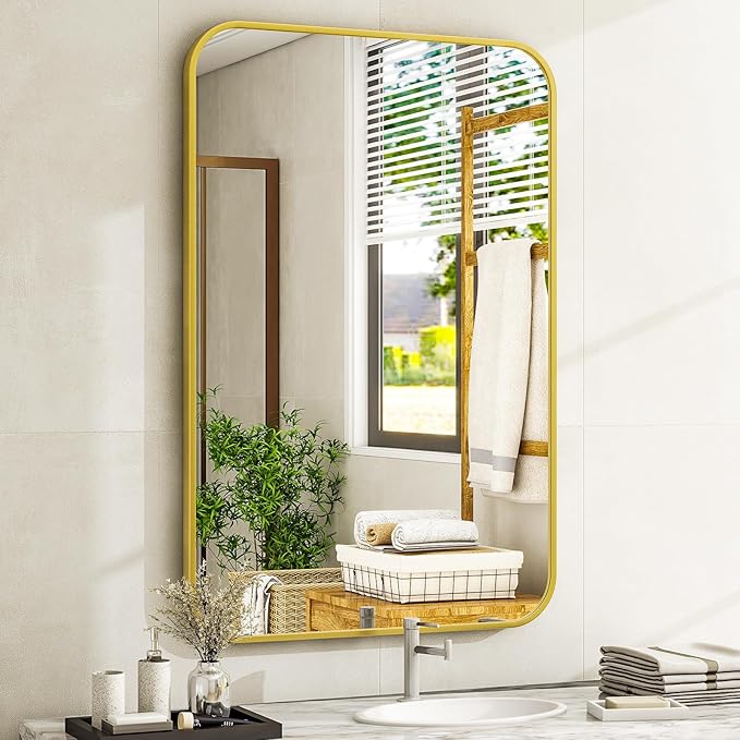 24 x 36 Inch Bathroom Mirror, Rounded Rectangular Vanity Mirror by EASLY