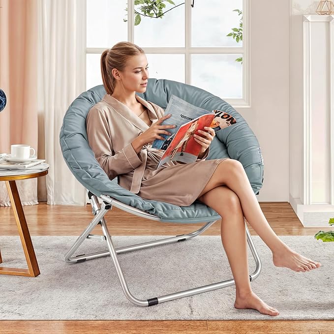 MoNiBloom Round Folding Saucer Chairs Set of 2 - Image 4