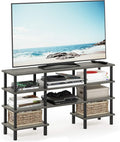 Furinno Turn-N-Tube 4-Tier Multipurpose Wide Shelf TV Stand, French Oak by Furinno-FitsYourSpaceFitsYourBudget