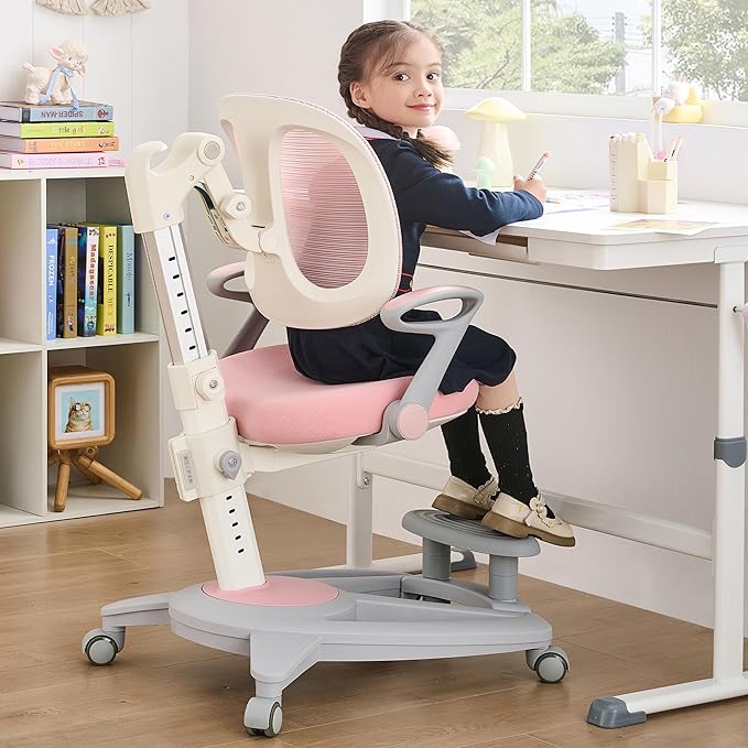 Ergonomic Kids Desk Chair with Footrest & Height-Adjustable Seat, Work & Dining - Image 4