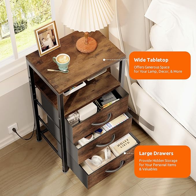 NightStand Bedside Charging Table Bedroom - Image 5