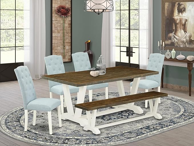 East West Furniture V077CE215-6 6 Piece Modern Dining Table Set Contains a - Image 2