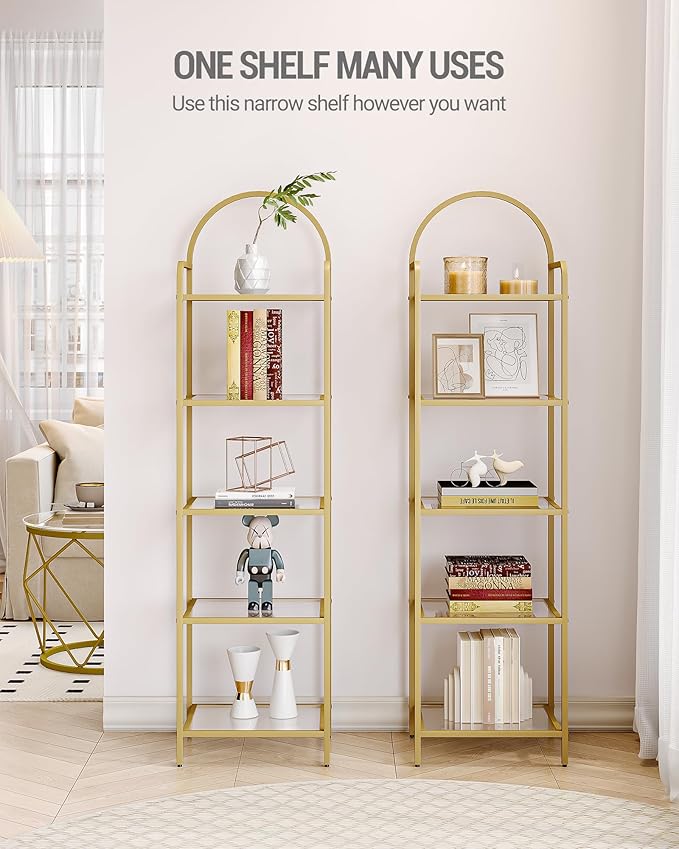 Bookcase Bookshelf, Tempered Glass Bookshelves, Slim Shelving Unit - Image 3