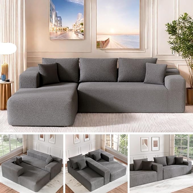 Cloud Sectional Couch, 104”L-Shape Oversized Sofa by FONTOI