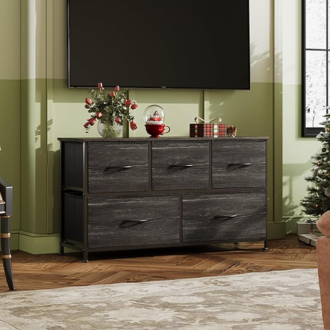 WLIVE Dresser for Bedroom with 5 Drawers, Wide Chest of Drawers, Fabric Dresser - Image 2