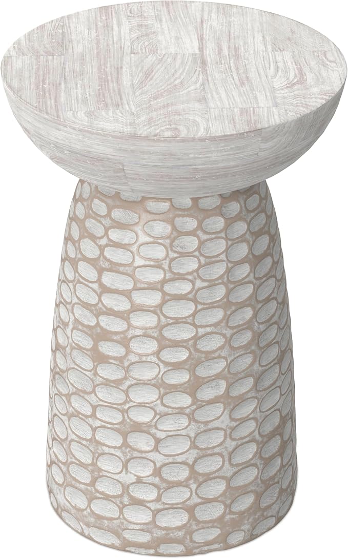 SIMPLIHOME Boyd 13-inch Wide Solid Mango End Table in White Wash, - Image 7