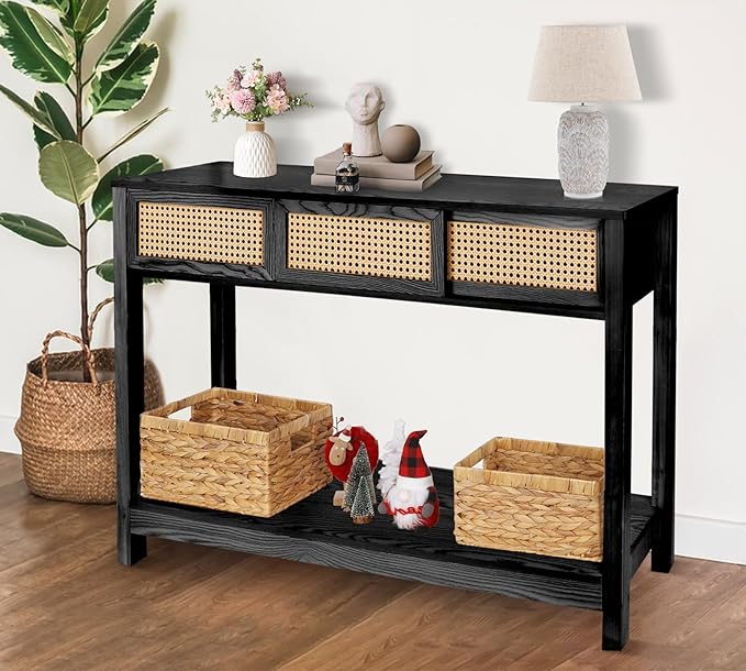 ZYBT Long Console Table, Rattan Entry Table, Console Tables - Image 4