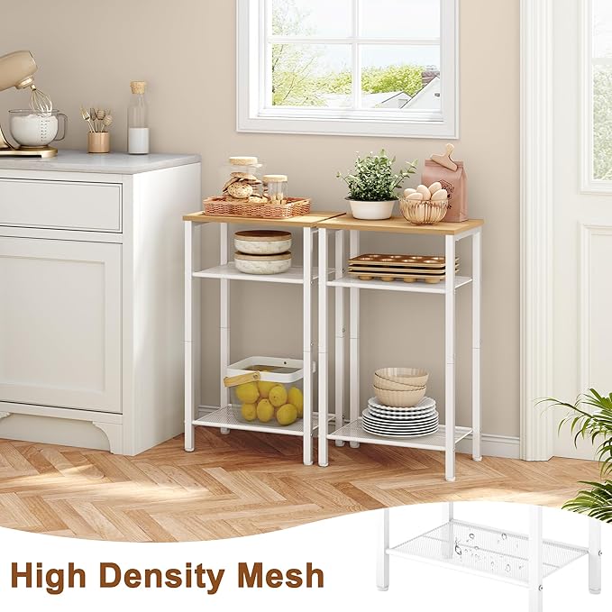 Hoctieon 2-Set 3 Tier End Table, Telephone Table Set of 2, Tall Side Table - Image 2