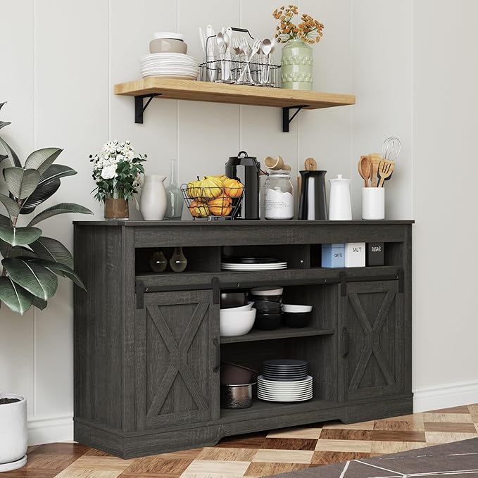 RoyalCraft Farmhouse TV Stand for 65+ Inch TV, Rustic Wood Media Console - Image 8