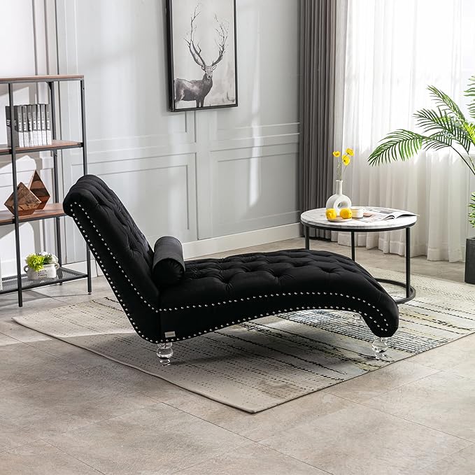 HomSof Modern Armless Velvet Chaise Lounge Indoor Chair - Image 4