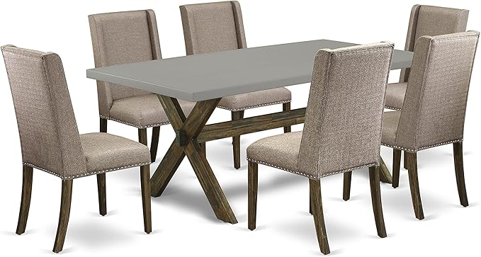 East West Furniture X797FL716-7 7 Piece Dining Table Set Consist of a Rectangle - Image 2