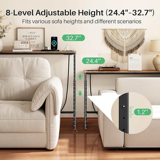 Kitstorack 2-Pack Rustic Brown Console Table, 7.9" Deep Panel, Adjustable - Image 5
