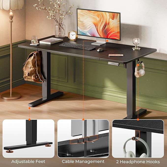 Huuger 55 x 28 Large Electric Standing Desk, Height Adjustable Computer Desk - Image 7