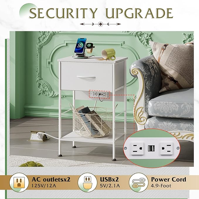 WLIVE Nightstand with Charging Station, Bed Side Table - Image 4
