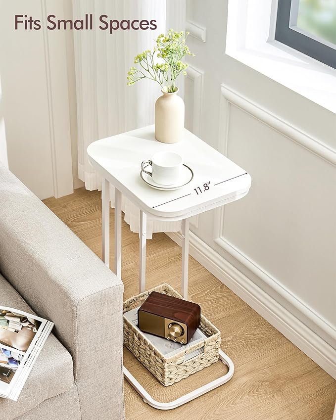 C Shaped End Table, 27 Inches High Small Side Table - Image 5