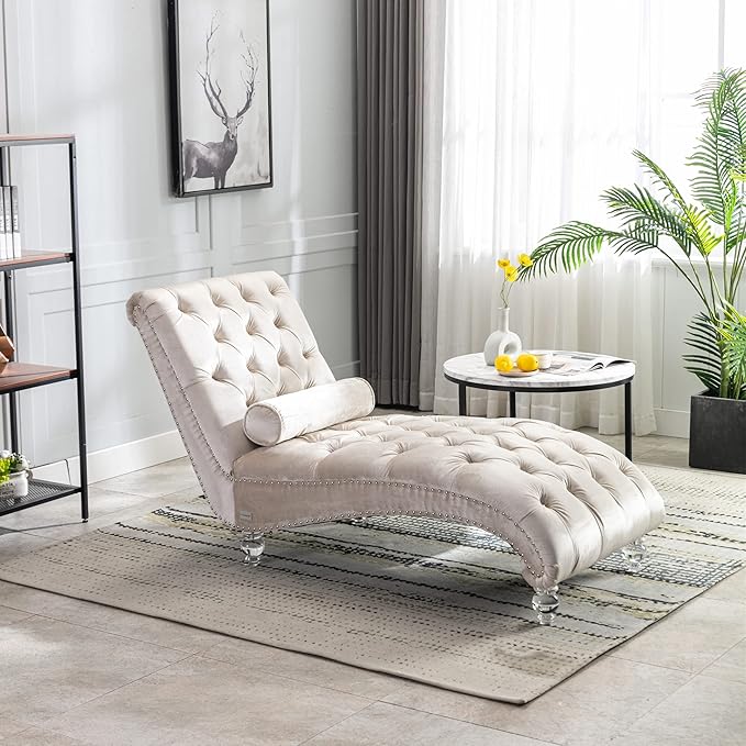 HomSof Modern Armless Velvet Chaise Lounge Indoor Chair by HomSof