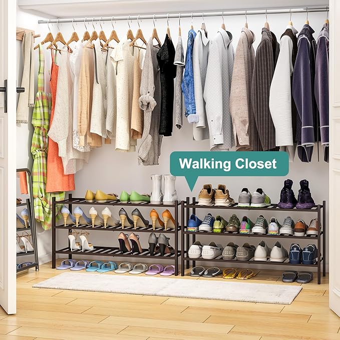 Long Shoe Rack, Bamboo Wood Shoe Rack - Image 2