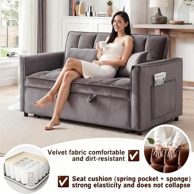 3 in1 Sofa Bed, Pull-Out Sleeper Sofa Bed - Image 4