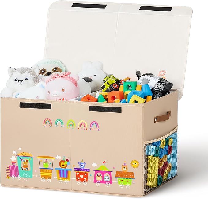 80L Large Toy Storage Box with Lid, Large Toy Box Chest by Unknown