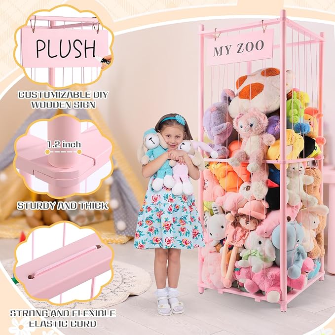 Stuffed Animal Storage Zoo, Wooden Stuffed Animal Organizer - Image 5