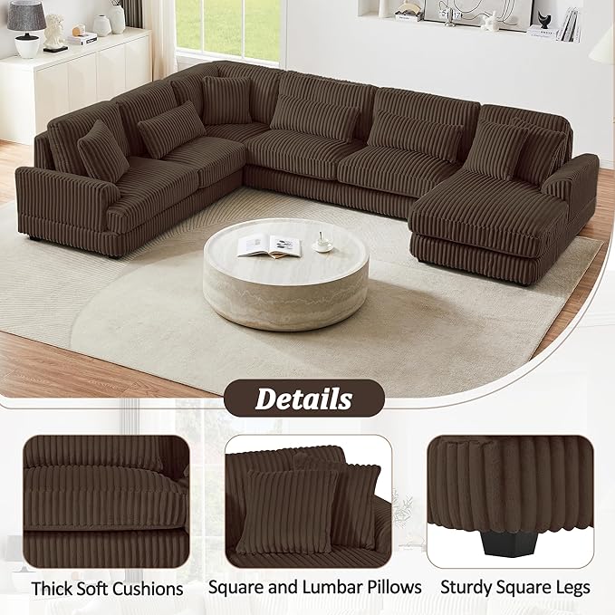 129" Oversized U Shaped Modular Sectional Sofa Couch - Image 6