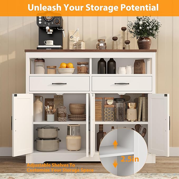 Buffet Sideboard with Storage Farmhouse with 4 Doors, Dining Room - Image 3