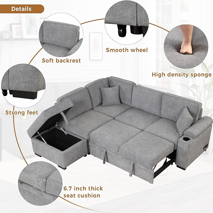 Ball & Cast Sleeper Sofa Bed L Shaped Couch - Image 4