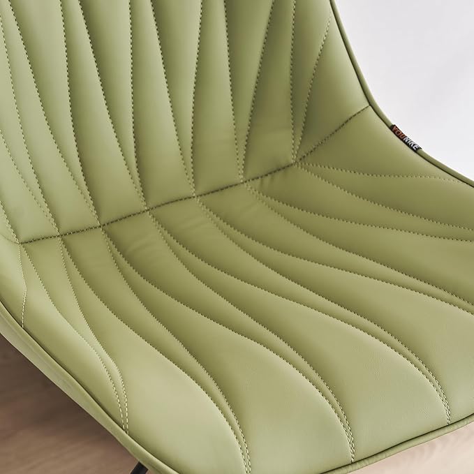YOUNIKE Bar Stools Set of 2 for Kitchen Island, Grass Green Faux Leather Padded - Image 7