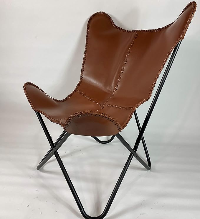 Brown Saddle Butterfly Modern Chair - Image 4