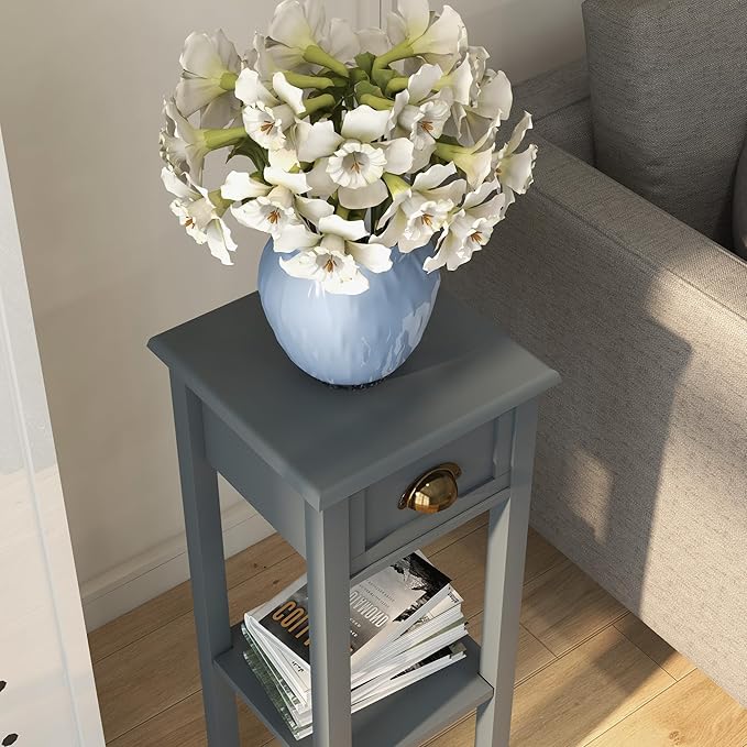 HOMCOM 2-Tier Side Table with Drawer, Narrow End Table with Bottom Shelf - Image 7