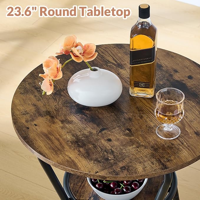 3-Piece Round Bar Table and Chair Set, Small Dining Table - Image 6