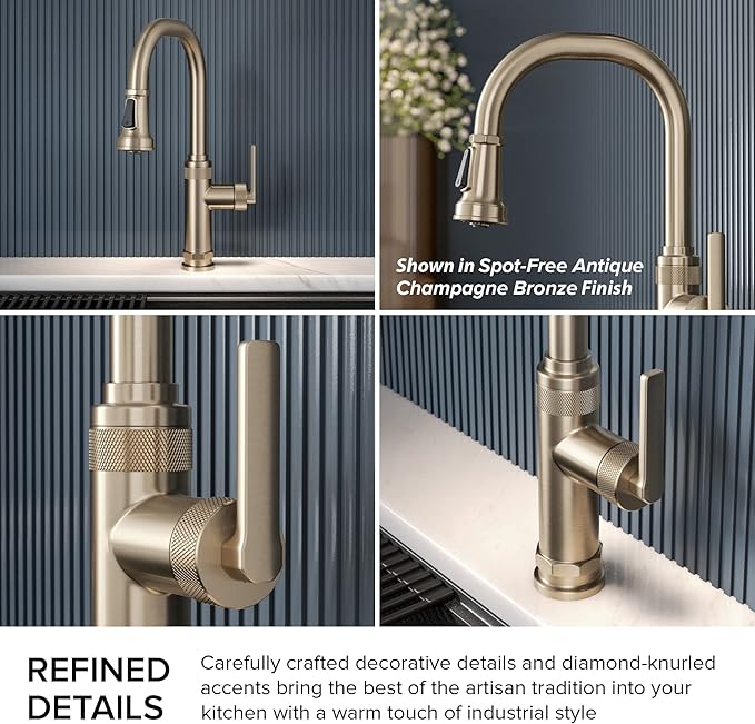 KRAUS Allyn Industrial Pull-Down Single Handle Kitchen Faucet in Spot-Free - Image 8