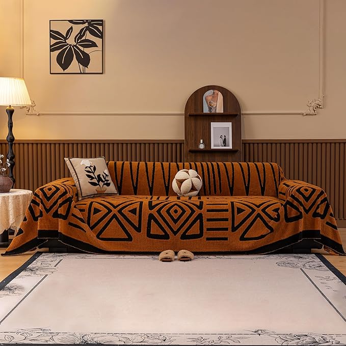 HANDONTIME Sofa Covers for Couch Pet-Friendly Caramel Black Couch Cover for by HANDONTIME