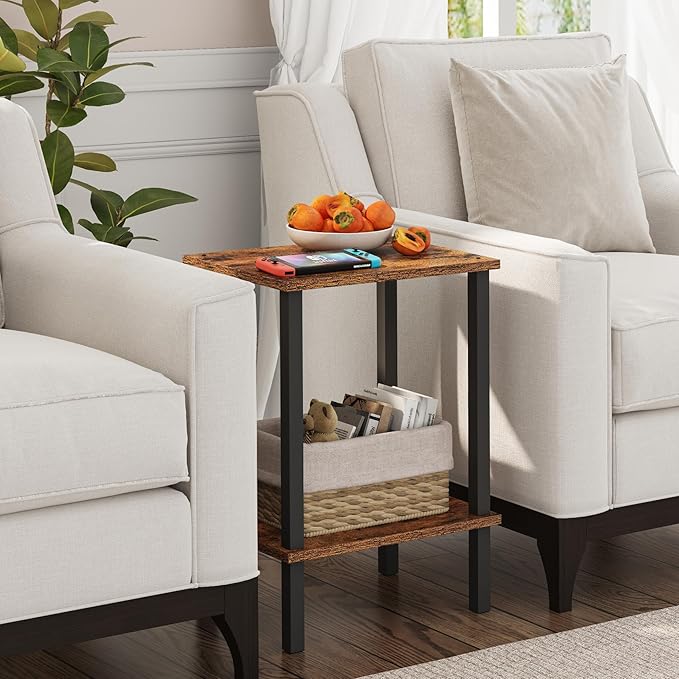 TUTOTAK End Table, Side Table, Nightstand, 2-Tier Storage Shelf, Sofa Table - Image 4