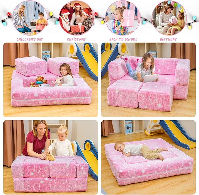 Lamerge Toddler Couch Glow in The Dark Toddler Fold Out Couch - Image 7
