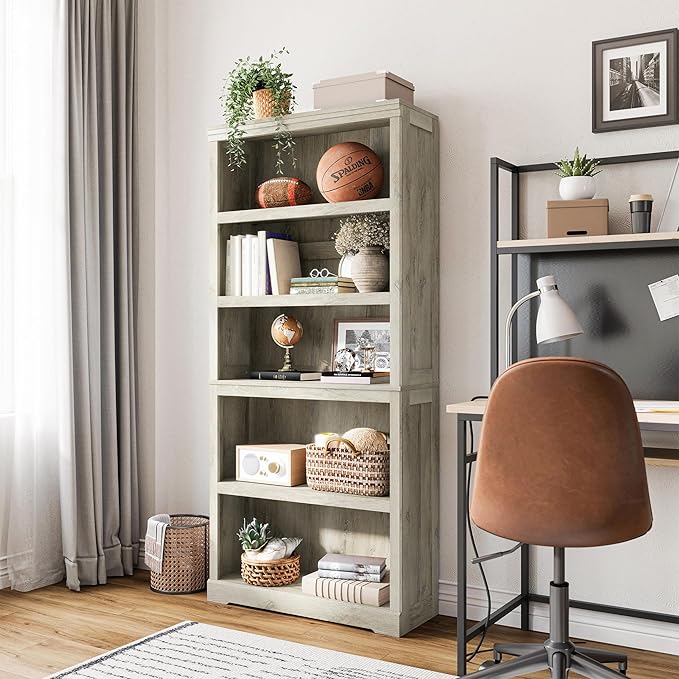 LINSY HOME 5-Shelf Bookcase, Bookshelves Floor Standing Display Storage Shelves - Image 2