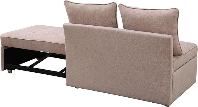 Sleeper Sofa, 4-in-1 Convertible Ottoman Couch Bed, Modern Sackcloth Futon Sofa - Image 7