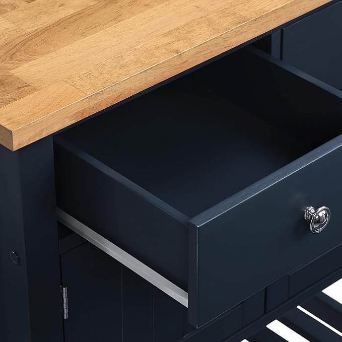 OSP Home Furnishings Stirling Farmhouse Kitchen Cart, Rolling Storage Cabinet - Image 5