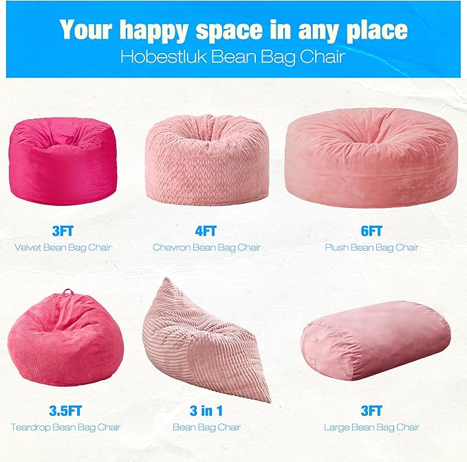 Hobestluk 3FT Bean Bag Chair Large Beanbag - Image 7