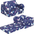 Rainbow Unicorn Kids Sofa, 2-in-1 Kids Couch Fold Out, Convertible Sofa to Bed by MOMCAYWEX