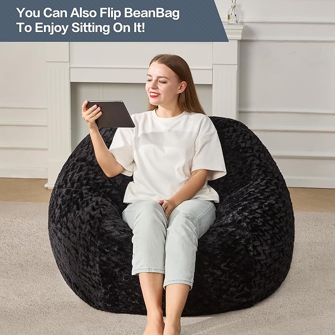 Hobestluk 3ft Bean Bag Chairs for Adults Large Beanbag Chair - Image 3